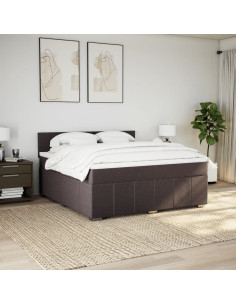 Giroletto a Molle con Materasso Marrone Scuro 180x200cm Tessuto 2