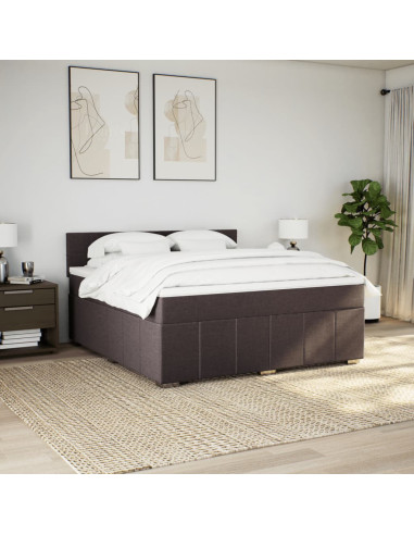 Giroletto a Molle con Materasso Marrone Scuro 180x200cm Tessuto