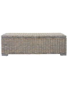 Portaoggetti Grigio 110cm Rattan Kubu Naturale e Massello Mogano