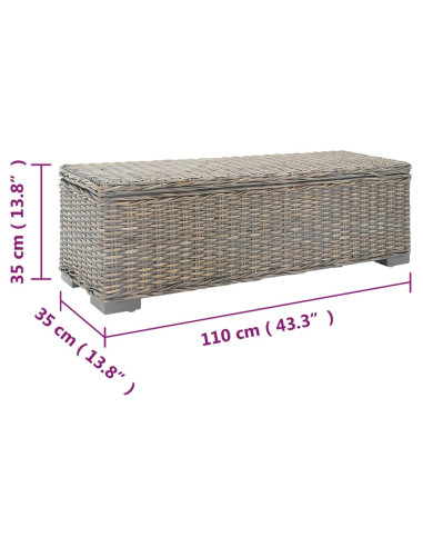 Portaoggetti Grigio 110cm Rattan Kubu Naturale e Massello Mogano