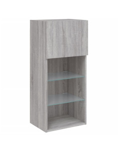 Mobili TV a Muro con LED 5pz Grigio Sonoma in Legno Multistrato 2