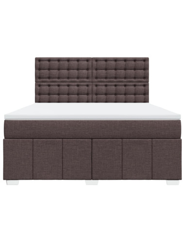 Giroletto a Molle con Materasso Marrone Scuro 180x200cm Tessuto