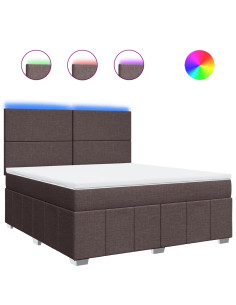 Giroletto a Molle con Materasso Marrone Scuro 180x200cm Tessuto