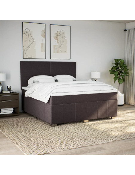 Giroletto a Molle con Materasso Marrone Scuro 180x200cm Tessuto