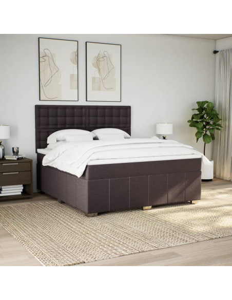 Giroletto a Molle con Materasso Marrone Scuro 180x200cm Tessuto