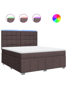 Giroletto a Molle con Materasso Marrone Scuro 180x200cm Tessuto