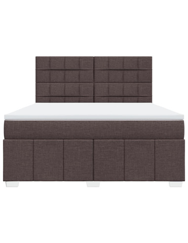 Giroletto a Molle con Materasso Marrone Scuro 180x200cm Tessuto