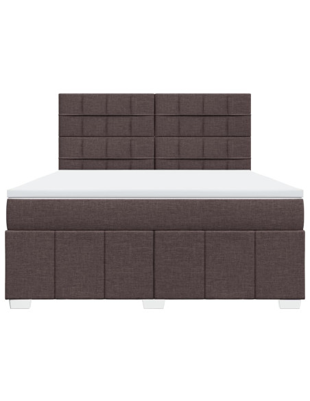Giroletto a Molle con Materasso Marrone Scuro 180x200cm Tessuto