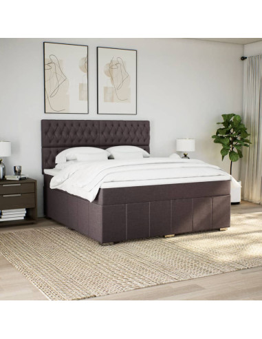 Giroletto a Molle con Materasso Marrone Scuro 180x200cm Tessuto