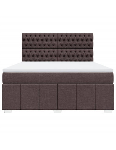 Giroletto a Molle con Materasso Marrone Scuro 180x200cm Tessuto