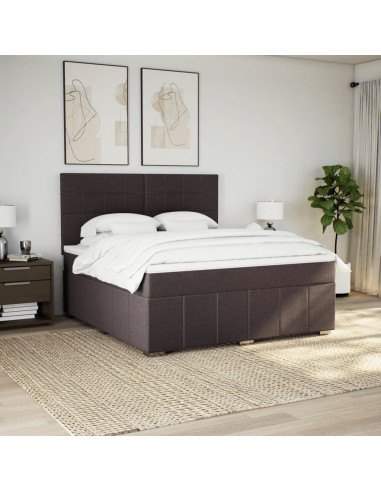 Giroletto a Molle con Materasso Marrone Scuro 180x200cm Tessuto