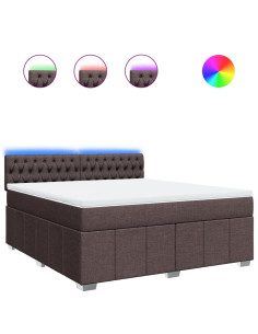 Giroletto a Molle con Materasso Marrone Scuro 180x200cm Tessuto