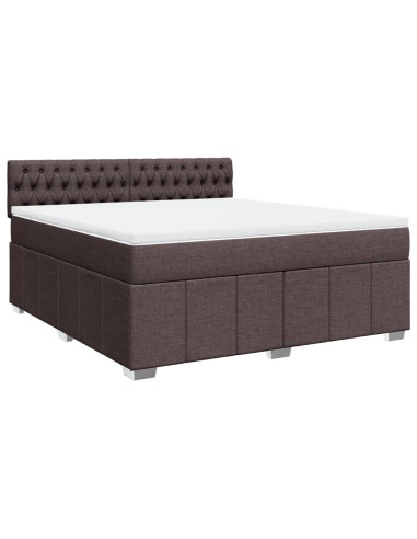 Giroletto a Molle con Materasso Marrone Scuro 180x200cm Tessuto
