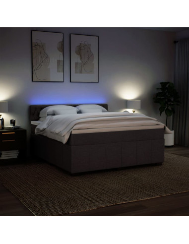 Giroletto a Molle con Materasso Marrone Scuro 180x200cm Tessuto