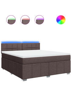 Giroletto a Molle con Materasso Marrone Scuro 180x200cm Tessuto