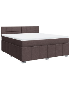 Giroletto a Molle con Materasso Marrone Scuro 180x200cm Tessuto 2