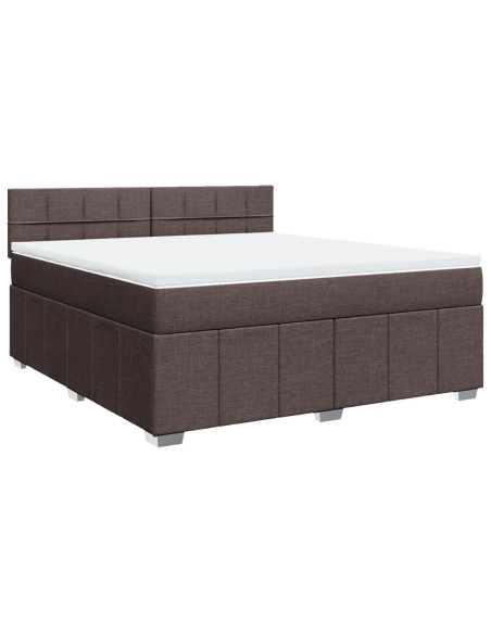 Giroletto a Molle con Materasso Marrone Scuro 180x200cm Tessuto