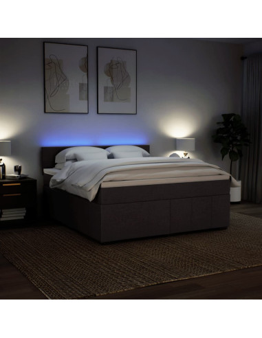 Giroletto a Molle con Materasso Marrone Scuro 180x200cm Tessuto