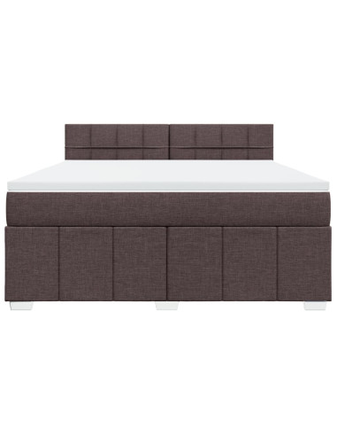 Giroletto a Molle con Materasso Marrone Scuro 180x200cm Tessuto