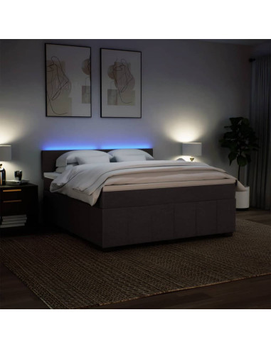 Giroletto a Molle con Materasso Marrone Scuro 180x200cm Tessuto