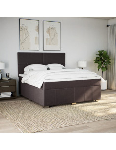 Giroletto a Molle con Materasso Marrone Scuro 180x200cm Tessuto 2