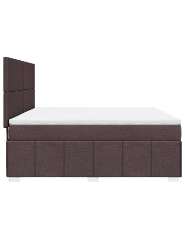 Giroletto a Molle con Materasso Marrone Scuro 180x200cm Tessuto