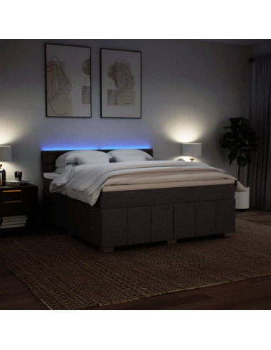 Giroletto a Molle con Materasso Marrone Scuro 180x200cm Tessuto