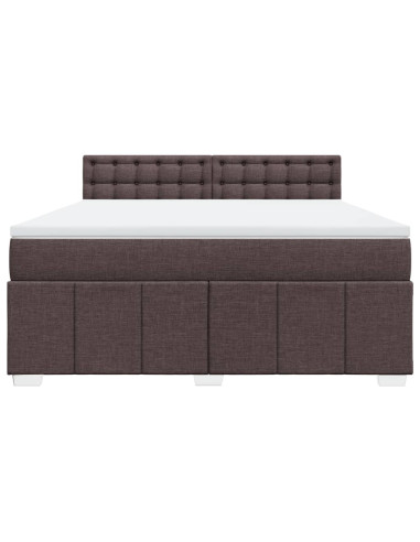 Giroletto a Molle con Materasso Marrone Scuro 180x200cm Tessuto