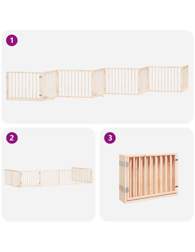 Cancello per Cani Porta Pieghevole 8 Pannelli 640 cm in Pioppo