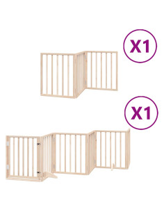 Cancello per Cani con Porta Pieghevole 9 Pannelli 450 cm Pioppo