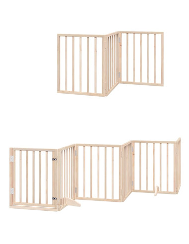 Cancello per Cani con Porta Pieghevole 9 Pannelli 450 cm Pioppo