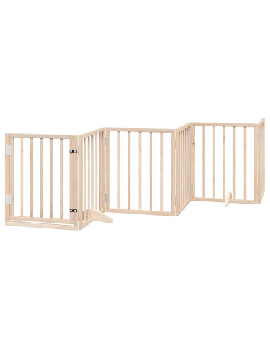 Cancello per Cani con Porta Pieghevole 9 Pannelli 450 cm Pioppo