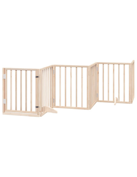 Cancello per Cani con Porta Pieghevole 9 Pannelli 450 cm Pioppo