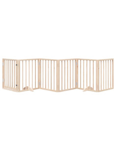 Cancello per Cani Pieghevole 6 Pannelli 300 cm Legno di Pioppo 2