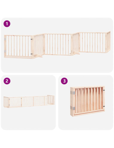 Cancello per Cani Pieghevole 6 Pannelli 480 cm Legno di Pioppo