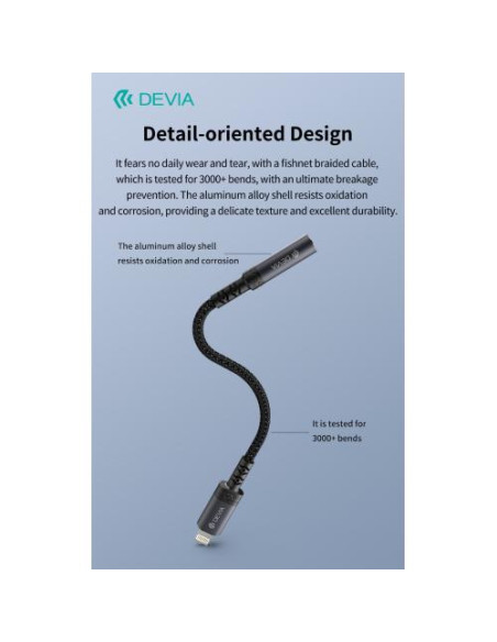 DEVIA ADATTATORE AUDIO IPURE DA LIGHTNING A PRESA JACK 3,5MM
