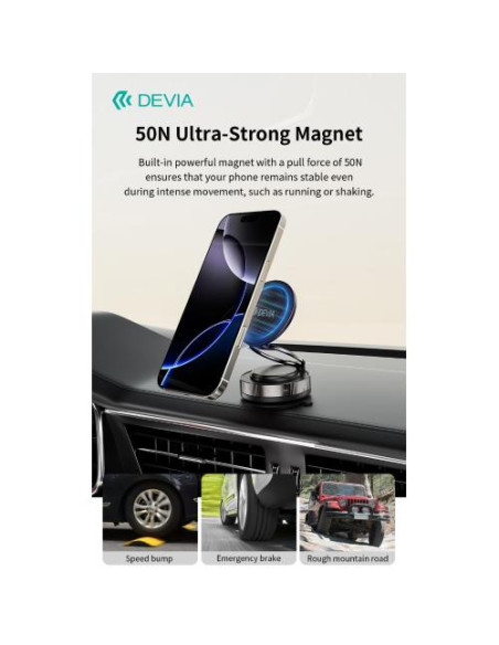 DEVIA SUPPORTO MAGNETICO IN METALLO MULTI-ANGOLO REGOLABILE PER SUPPORTO TELEFONO AUTO