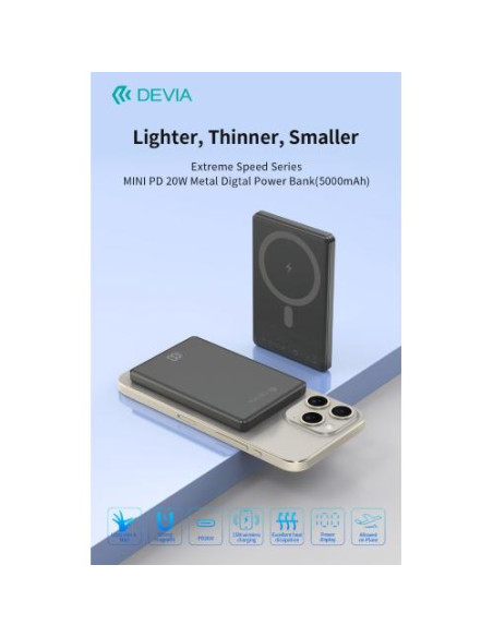 DEVIA POWER BANK MAGNETICO EXTREME SPEED SERIES MINI PD 20W 5000MAH