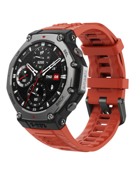 Amazfit T-Rex 3 Lava 3,81 cm (1.5") AMOLED 48.5 mm Digitale 480 x 480 Pixel Touch screen Nero, Acciaio inox GPS (satellitare)