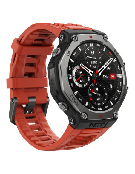 Amazfit T-Rex 3 Lava 3,81 cm (1.5") AMOLED 48.5 mm Digitale 480 x 480 Pixel Touch screen Nero, Acciaio inox GPS (satellitare)