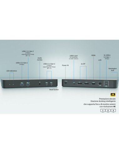 i-tec USB-C Intelligent Triple Display Docking Station + Power Delivery 100W