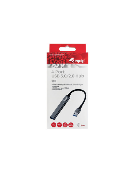 Equip 128960 hub di interfaccia USB 3.2 Gen 1 (3.1 Gen 1) Type-A 5000 Mbit/s Nero, Grigio