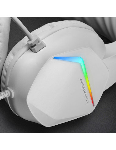 Mars Gaming MH122W cuffia e auricolare Cablato A Padiglione USB tipo A Bianco