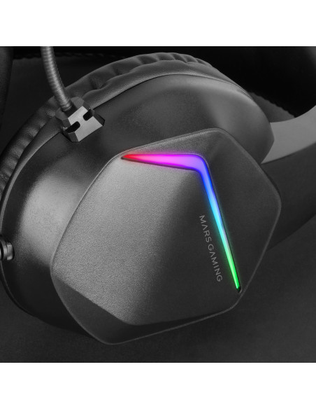 Mars Gaming MH122 cuffia e auricolare Cablato A Padiglione USB tipo A Nero