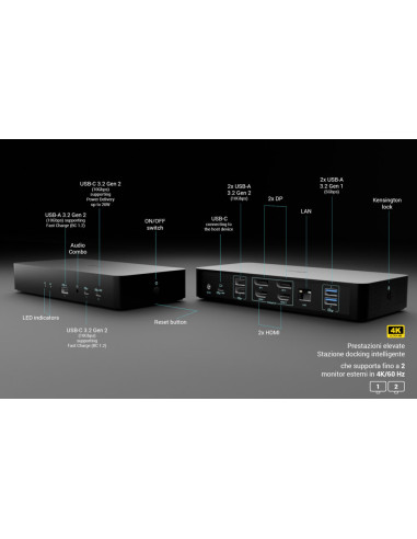 i-tec Universal Intelligent Dual Display Docking Station + Power Delivery 100W