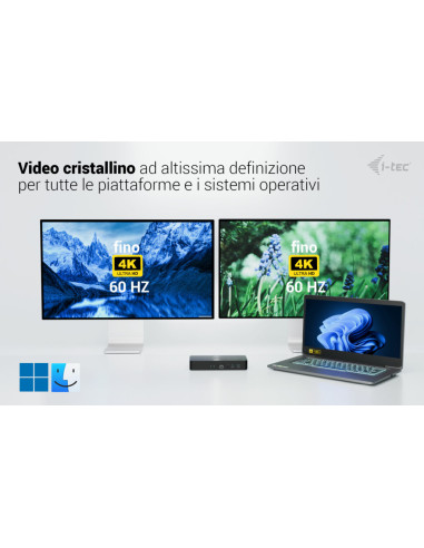 i-tec Universal Intelligent Dual Display Docking Station + Power Delivery 100W