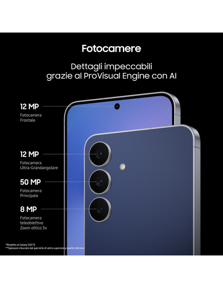 Samsung Galaxy S25 FE, Smartphone AI, Display Dynamic AMOLED 2X 6.7'', Fotocamera 50MP, 8GB RAM, 256GB, Batteria 4.900 mAh, Navy