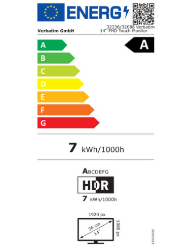 Verbatim 32088 TV e monitor portatile Nero 35,6 cm (14") LED 1920 x 1080 Pixel