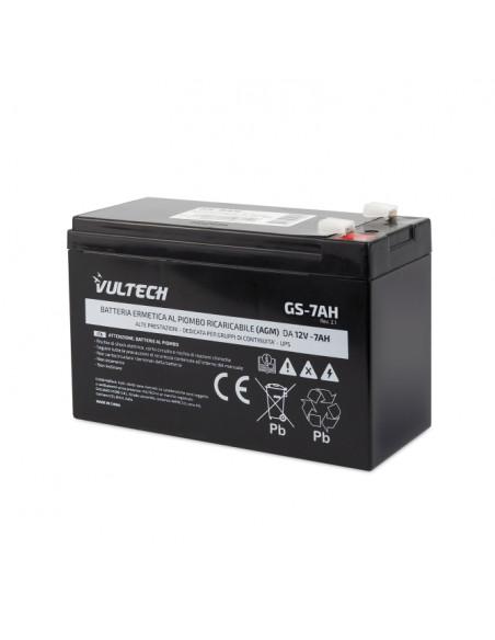VULTECH BATTERIA ERMETICA AL PIOMBO PER UPS 12V 7A