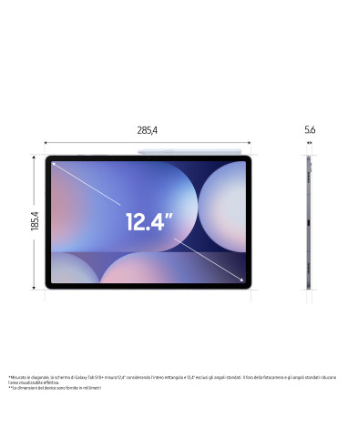 Samsung Galaxy Tab S10+, Tablet AI, Display 12.4" Dynamic AMOLED 2X, Wi-Fi, RAM 12GB, 512GB, 10.090 mAh, Android 14, IP68, Gray,